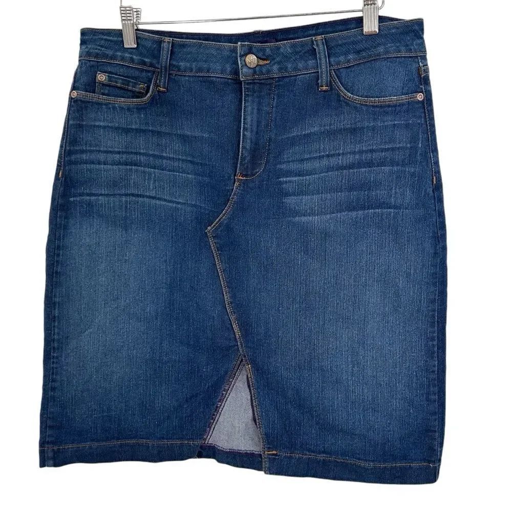 NYDJ denim midi skirt with slight front slit size 12P